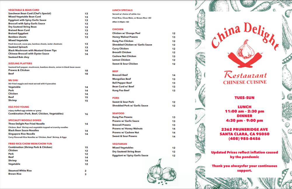 China Delight (Santa Clara) A) Hot & Spicy Meal